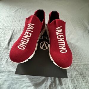 Valentino Burgundy Slip-On Sneakers